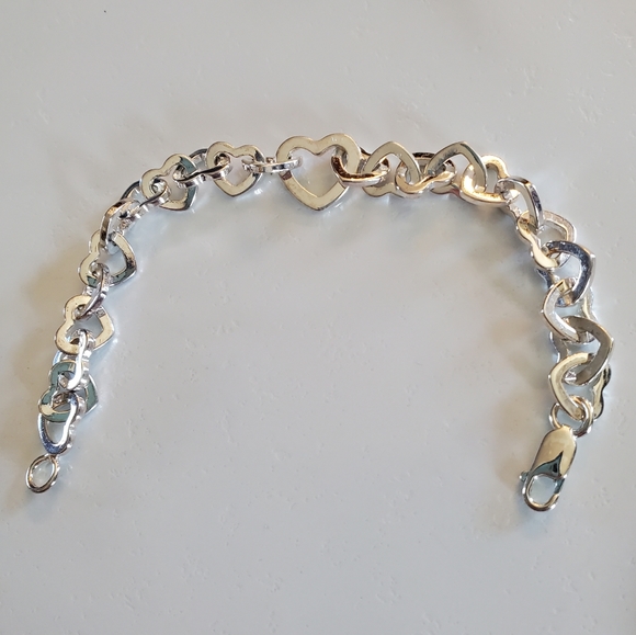 Silver Tone Hearts Link Bracelet - Picture 5 of 7
